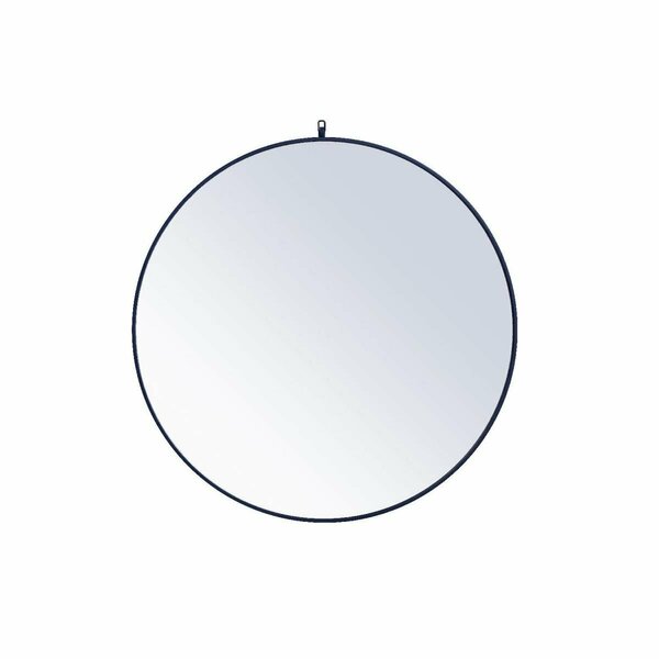 Elegant Decor 42 in. Metal Frame Round Mirror with Decorative Hook, Blue MR4064BL
